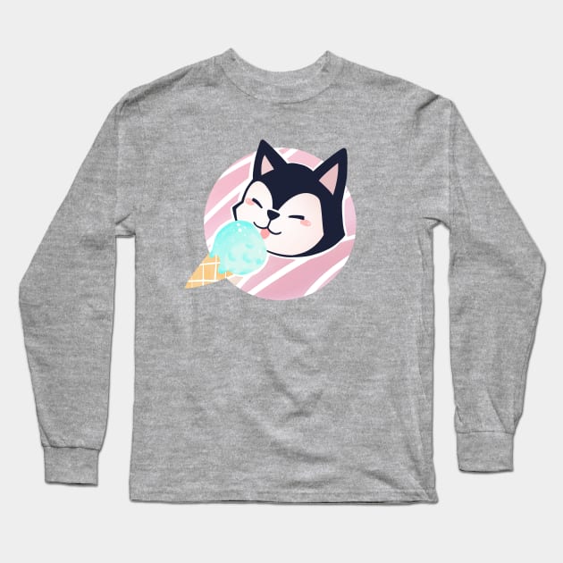 Husky Mint Ice cream Long Sleeve T-Shirt by colorcover